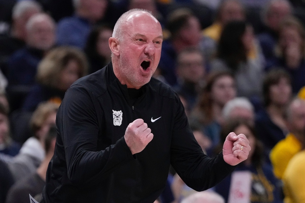 FILE - Butler head coach Thad Matta reacts during the first half of an NCAA college basketball game Wednesday, Dec. 18, 2024, in Milwaukee. (AP Photo/Morry Gash, File)