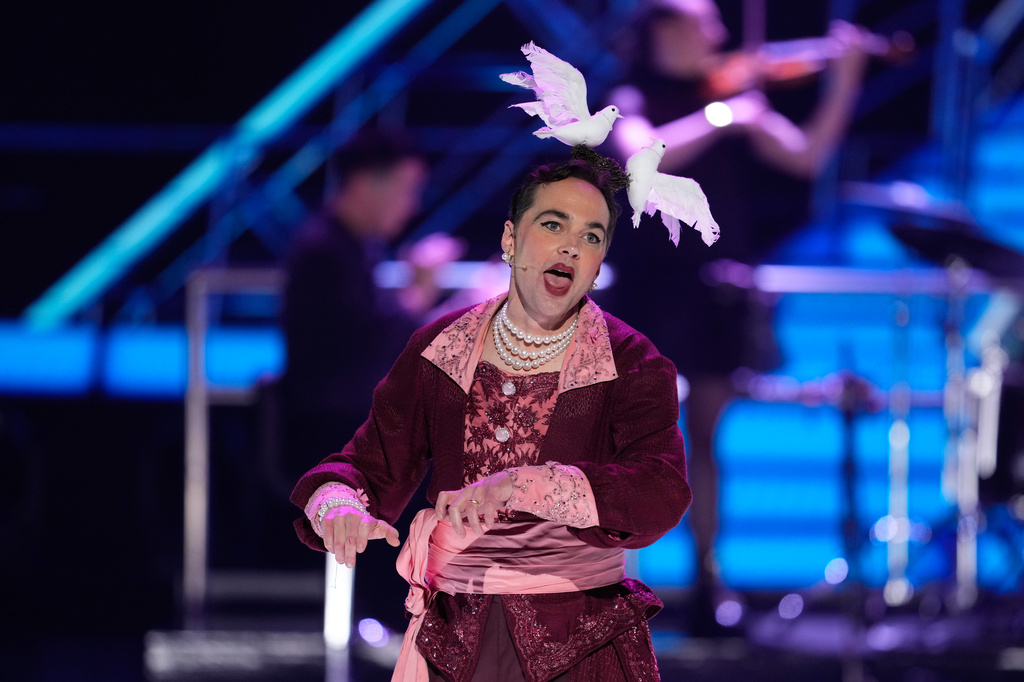 Jim Parsons performs a number from "Titanique" during the 79th Tony Awards on Sunday, June 7, 2026, at Radio City Music Hall in New York. (Photo by Charles Sykes/Invision/AP)