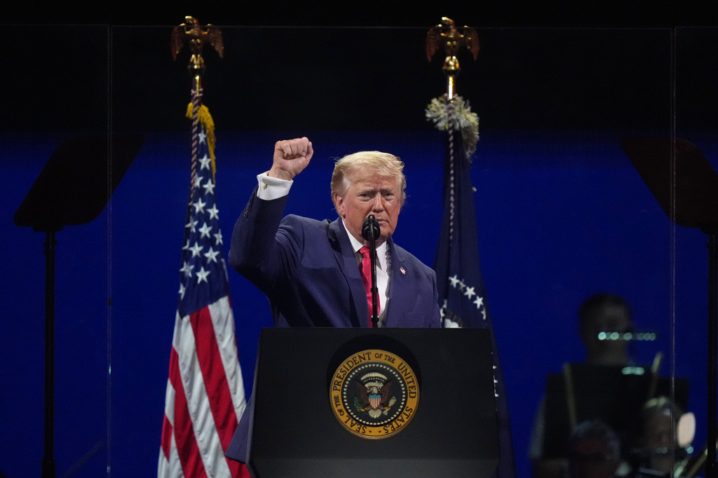 President Donald Trump speaks at Salute to America, an Independence Day event honoring the nation's 250th anniversary, Saturday, July 4, 2026, on the National Mall in Washington. (AP Photo/Alex Brandon)