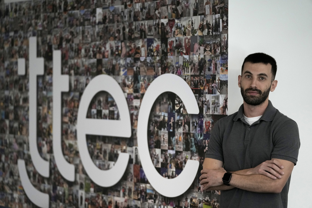 Armen Kirakosian, Global Senior Manager, Learning & Development TTEC poses in Athens, Greece, Thursday, Aug. 21, 2025. (AP Photo/Thanassis Stavrakis)
