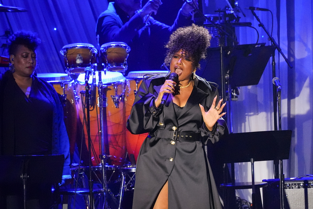 Jennifer Hudson performs during the Pre-Grammy Gala on Saturday, Jan. 31, 2026, at the Beverly Hilton Hotel in Beverly Hills, Calif. (AP Photo/Chris Pizzello)