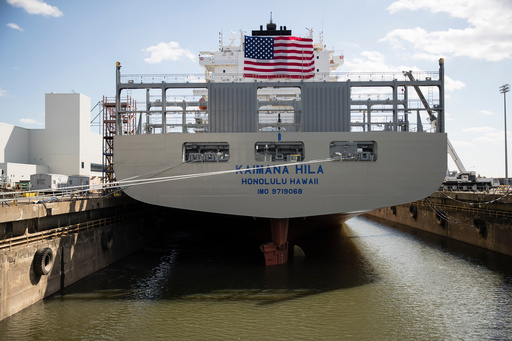 FILE - The Kaimana Hila at the Philly Shipyard in Philadelphia, on March 19, 2019. (AP Photo/Matt Rourke, File) FILE - The Kaimana Hila at the Philly Shipyard in Philadelphia, on March 19, 2019. (AP Photo/Matt Rourke, File)