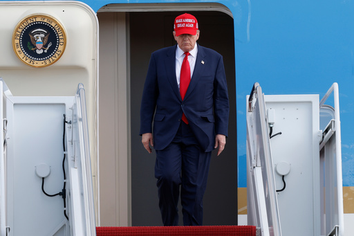 President Donald Trump walks down the stairs of Air Force One upon his arrival at Joint Base Andrews, Md., Thursday, Oct. 30, 2025, after returning from Asia. (AP Photo/Luis M. Alvarez) President Donald Trump walks down the stairs of Air Force One upon his arrival at Joint Base Andrews, Md., Thursday, Oct. 30, 2025, after returning from Asia. (AP Photo/Luis M. Alvarez)