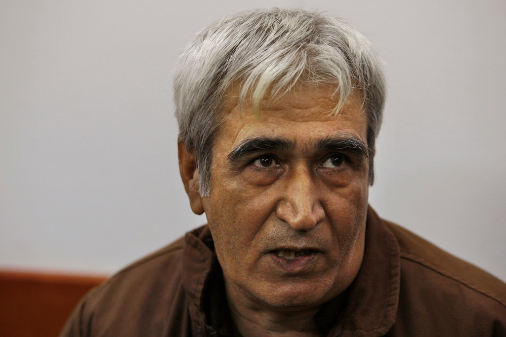 FILE - Ahmed Saadat, leader of the Popular Front for the Liberation of Palestine, is seen at the Ofer military court near the West Bank city of Ramallah, Dec. 25, 2008. (AP Photo/Dan Balilty, File)