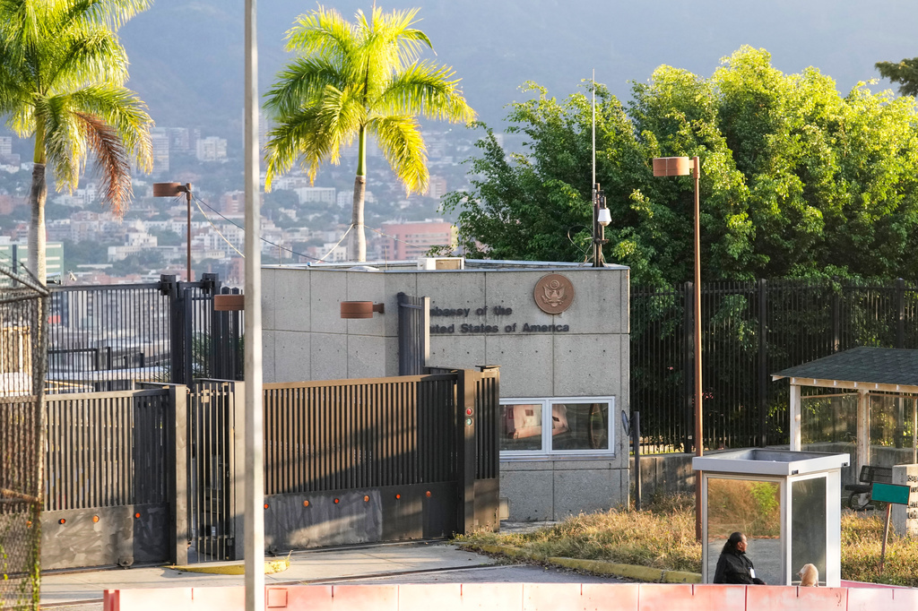 FILE - The U.S. Embassy stands in Caracas, Venezuela, Jan. 8, 2026. (AP Photo/Matias Delacroix, File)