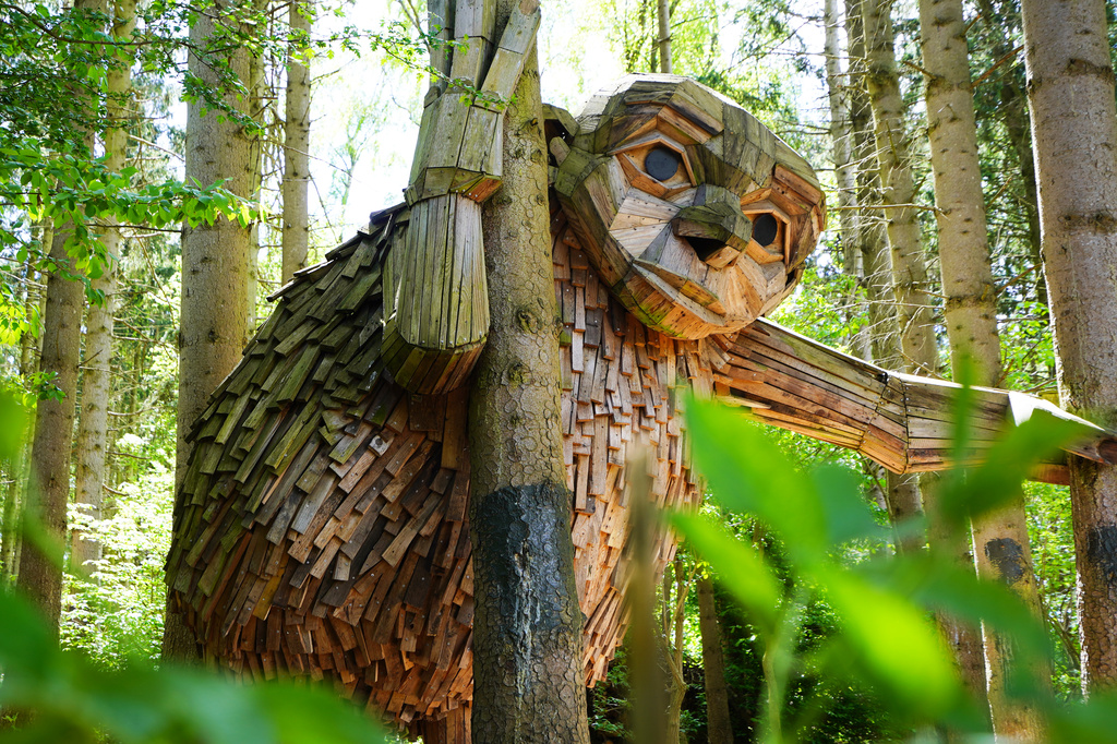 "Little Tilde" troll sculpture by Thomas Dambo is seen in Vallensbaek, Denmark, May 14, 2026. (AP Photo/James Brooks)