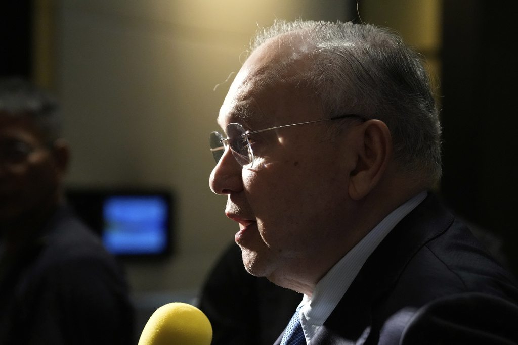 Ambassador of the Philippines to the United States, Jose Manuel Romualdez, answers questions from reporters after attending a trade and investment conference at a hotel in Pasay, Philippines, on Thursday, Aug. 14, 2025. (AP Photo/Aaron Favila)