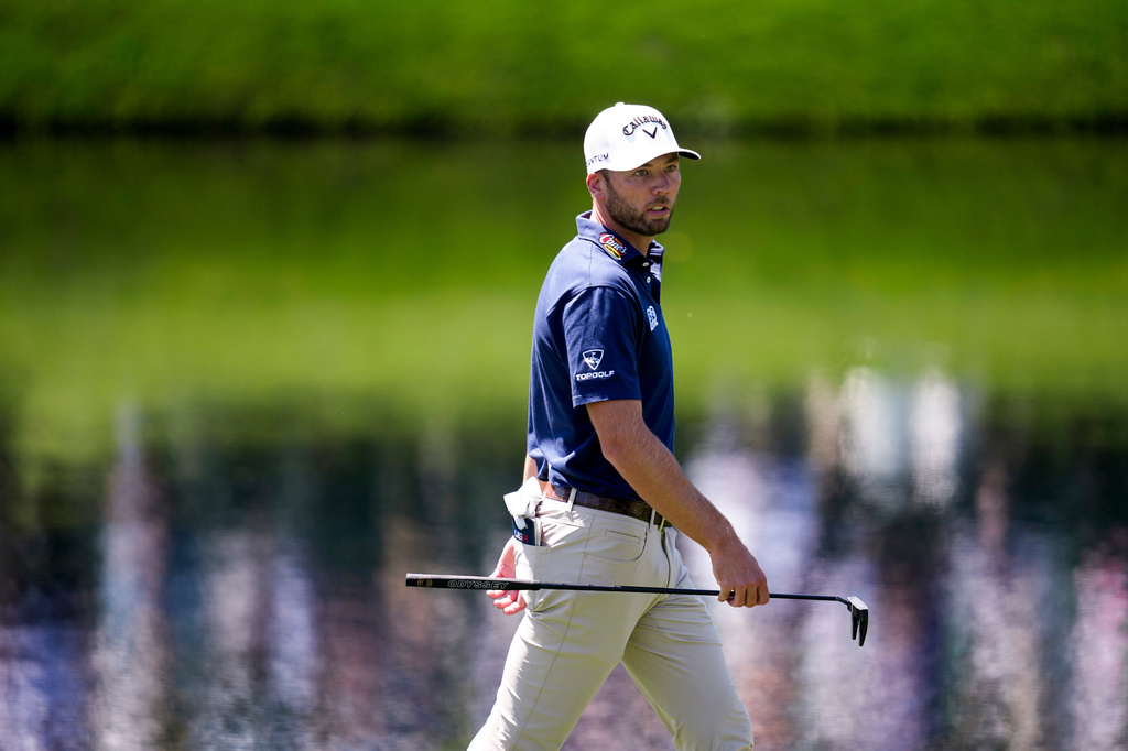 Sam Burns walks to green on the 16th hole during the first round of the Masters golf tournament at the Augusta National Golf Club, Thursday, April 9, 2026, in Augusta, Ga. (AP Photo/Ashley Landis)