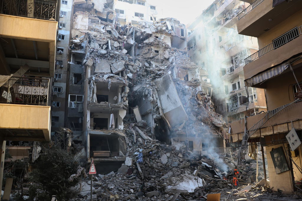 A destroyed building hit in an Israeli airstrike in the southern port city of Tyre, Lebanon, Thursday, May 28, 2026. (AP Photo)