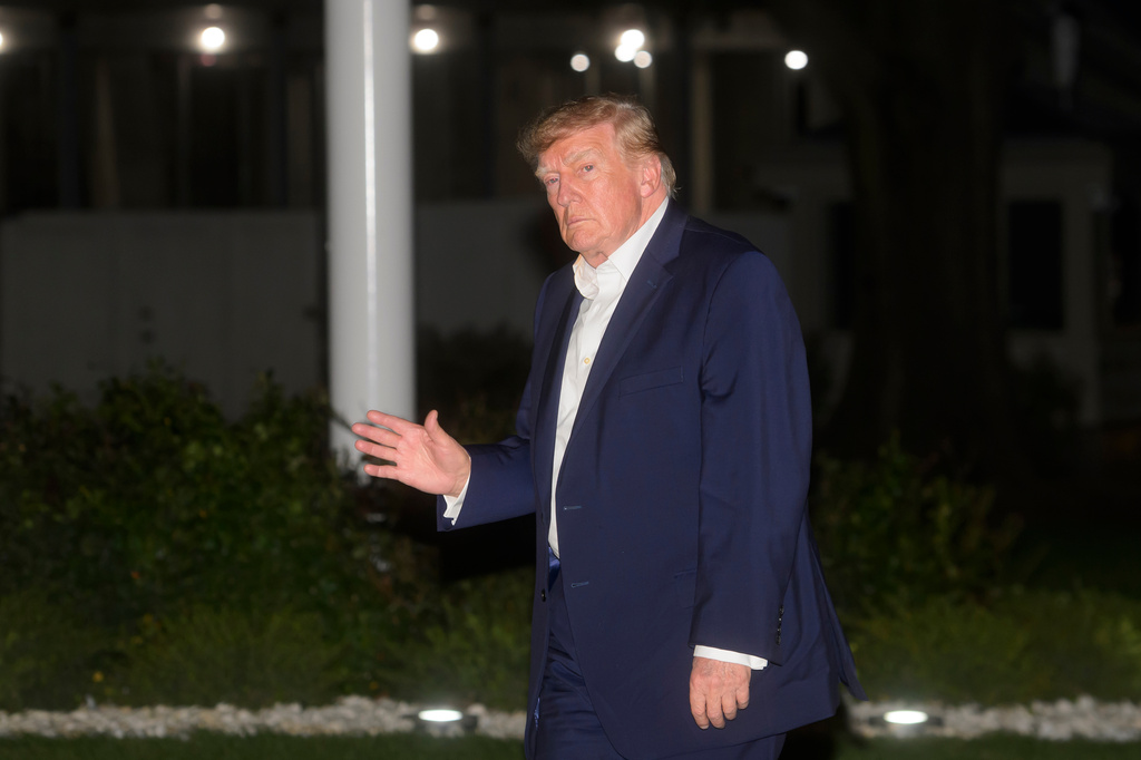 President Donald Trump arrives on Marine One on the South Lawn of the White House, Friday, Oct. 2, 2026, in Washington. (AP Photo/Rod Lamkey, Jr.)