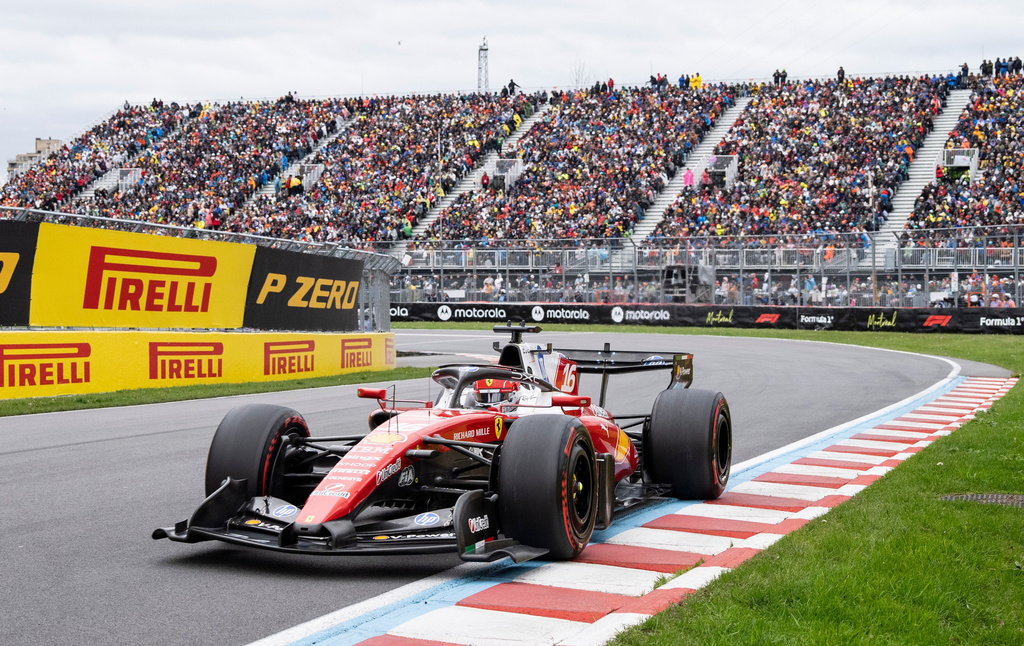 Ferrari driver Charles Leclerc, of Monaco, drives during the F1 Canadian Grand Prix auto race in Montreal, Sunday, May 24, 2026. (Christinne Muschi/The Canadian Press via AP)
