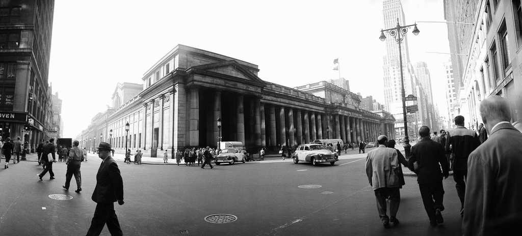 FILE - The old Penn Station in New York is shown in this June 3, 1955 wide-angle photo. (AP Photo/John Lent, File)