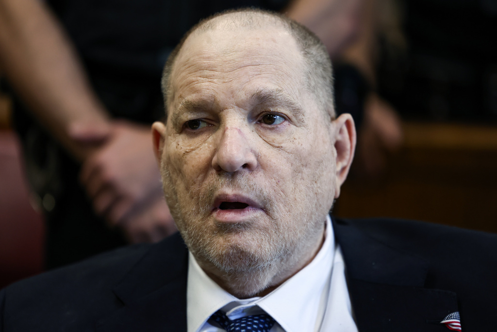 Harvey Weinstein appears in state court in Manhattan for his retrial in New York, Monday, April 27, 2026. (Charly Triballeau/Pool Photo via AP)