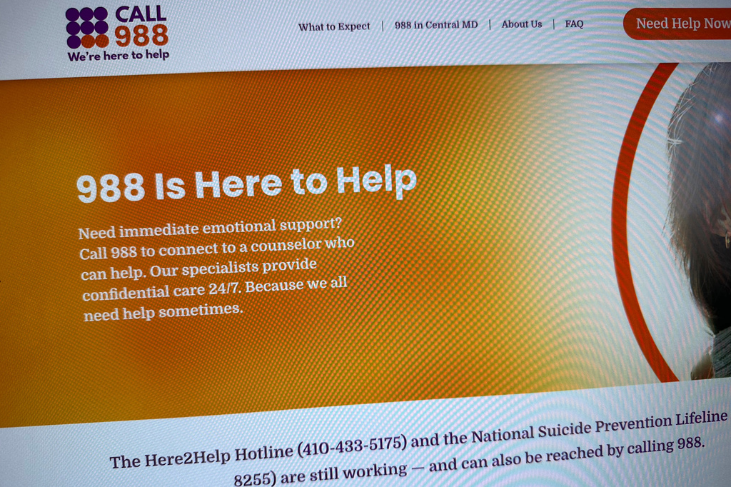 FILE - Part of the 988helpline.org website is photographed on Feb. 3, 2023. (AP Photo/Jon Elswick, File)