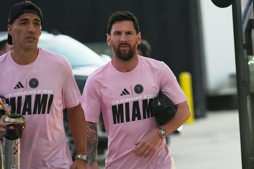 InterMiami's Luis Suarez and Lionel Messi arrive at an MLS playoff opening round soccer match against the Nashville SC, Friday, Oct. 24, 2025 in Fort Lauderdale, Fla. (AP Photo/Marta Lavandier) InterMiami's Luis Suarez and Lionel Messi arrive at an MLS playoff opening round soccer match against the Nashville SC, Friday, Oct. 24, 2025 in Fort Lauderdale, Fla. (AP Photo/Marta Lavandier)
