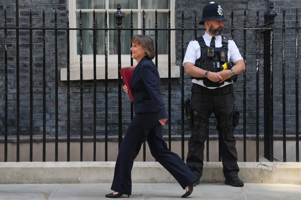 Secretary of State for Wales Jo Stevens arrives for a cabinet meeting in Downing Street, London, Tuesday, May 12, 2026 as Britain's Prime Minister Keir Starmer is facing the biggest threat yet to his authority after a growing number of disaffected lawmakers called for him to step down.(AP Photo/Kirsty Wigglesworth)