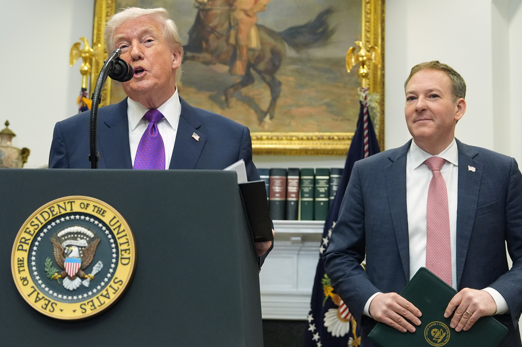 President Donald Trump speaks during an event with Environmental Protection Agency director Lee Zeldin announcing that the EPA will no longer regulate greenhouse gases, in the Roosevelt Room of the White House, Thursday, Feb. 12, 2026, in Washington. (AP Photo/Evan Vucci)