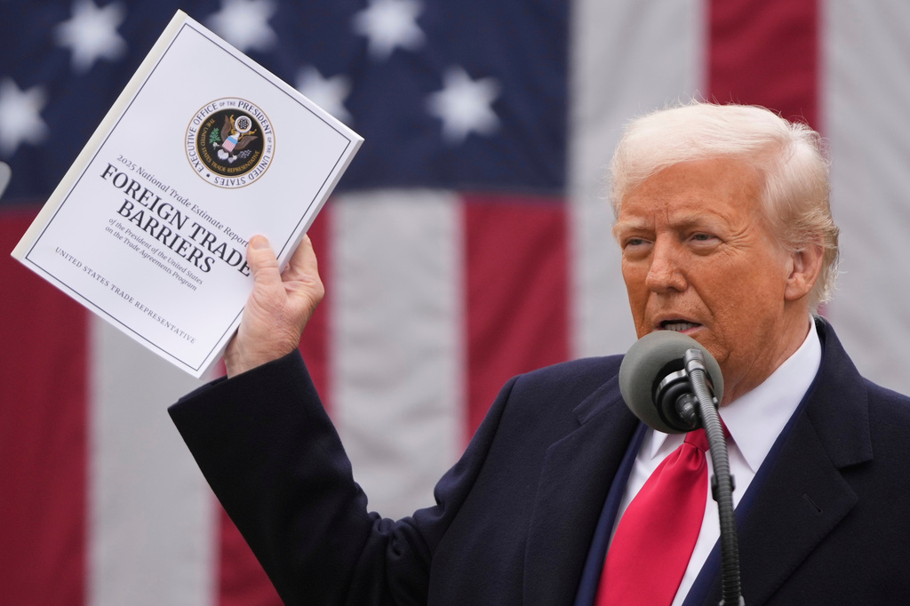 FILE - President Donald Trump speaks during an event to announce new tariffs in the Rose Garden at the White House, Wednesday, April 2, 2025, in Washington. (AP Photo/Mark Schiefelbein, File)