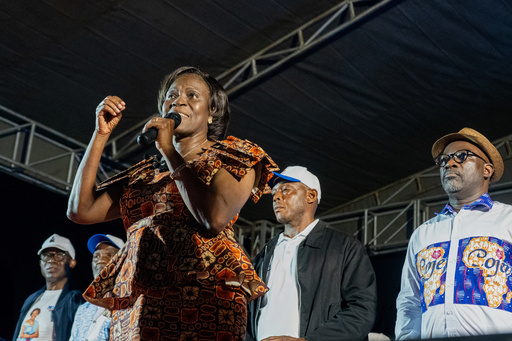 Presidential candidate Simone Ehivet Gbagbo speaks during a rally in Guiberoua, Ivory Coast, Tuesday, Oct 14, 2025. (AP Photo/ Marine Jeannin) Presidential candidate Simone Ehivet Gbagbo speaks during a rally in Guiberoua, Ivory Coast, Tuesday, Oct 14, 2025. (AP Photo/ Marine Jeannin)