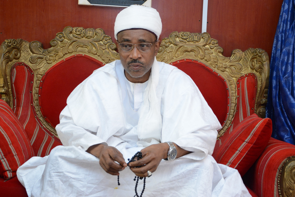 His Royal Highness (HRH) Garba Aliyu, Head of the Jabo community, sits in his house in Northwest Jabo, Nigeria, Friday, Dec. 26, 2025. (AP Photo/ Tunde Omolehin)