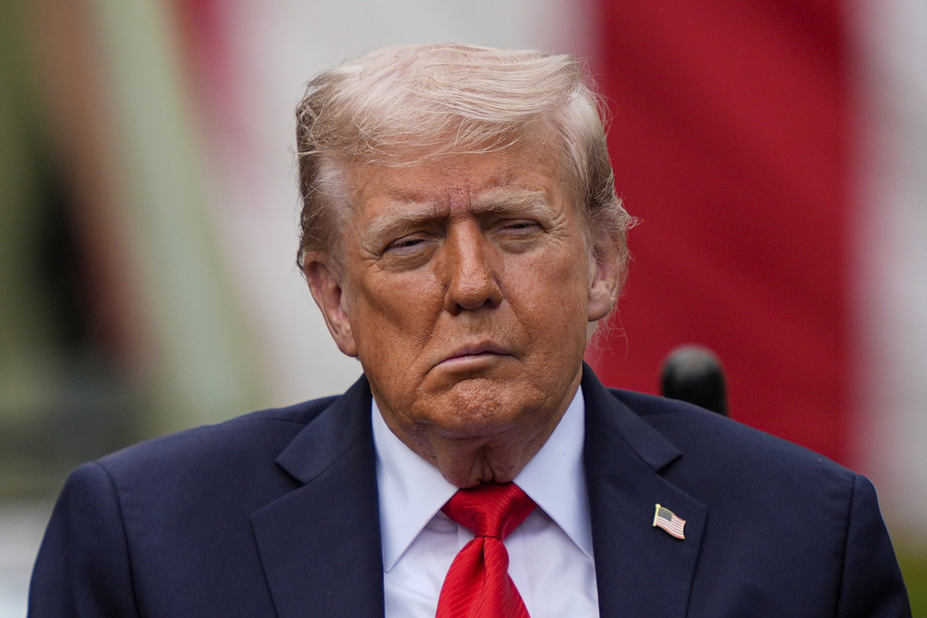 President Donald Trump attends a ceremony in the Pentagon courtyard to commemorate the 24th anniversary of the 9/11 attacks, Thursday, Sept. 11, 2025, in Washington. (AP Photo/Julia Demaree Nikhinson)