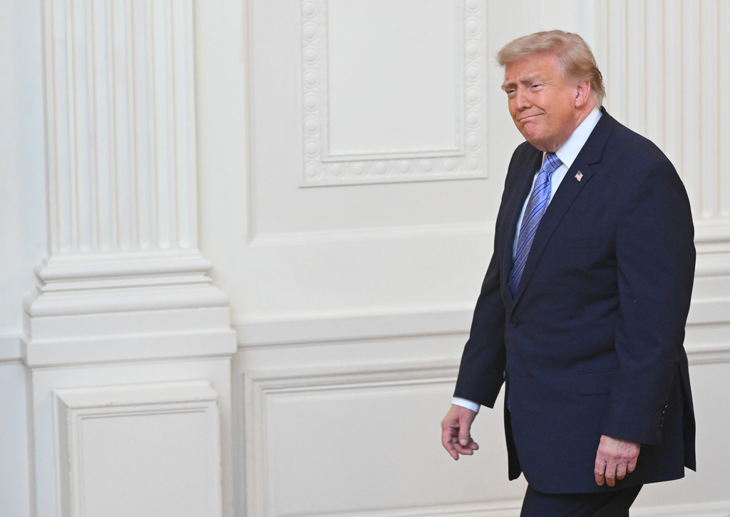 President Donald Trump arrives to speak in the East Room of the White House, Thursday, July 16, 2026, in Washington. (Saul Loeb/Pool via AP)