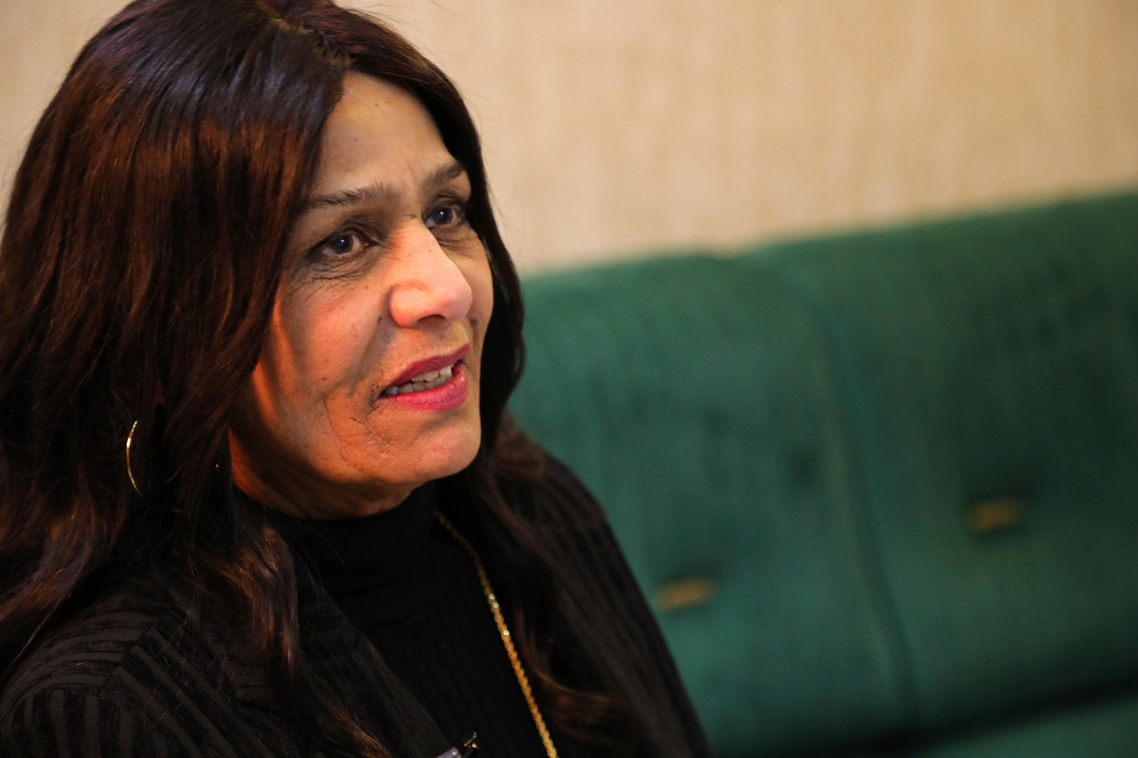 FILE - Singer Sajda Obeid speaks during an interview in Irbil, Iraq, Friday, Dec. 10, 2021. (AP Photo/Hussein Ibrahim, File)