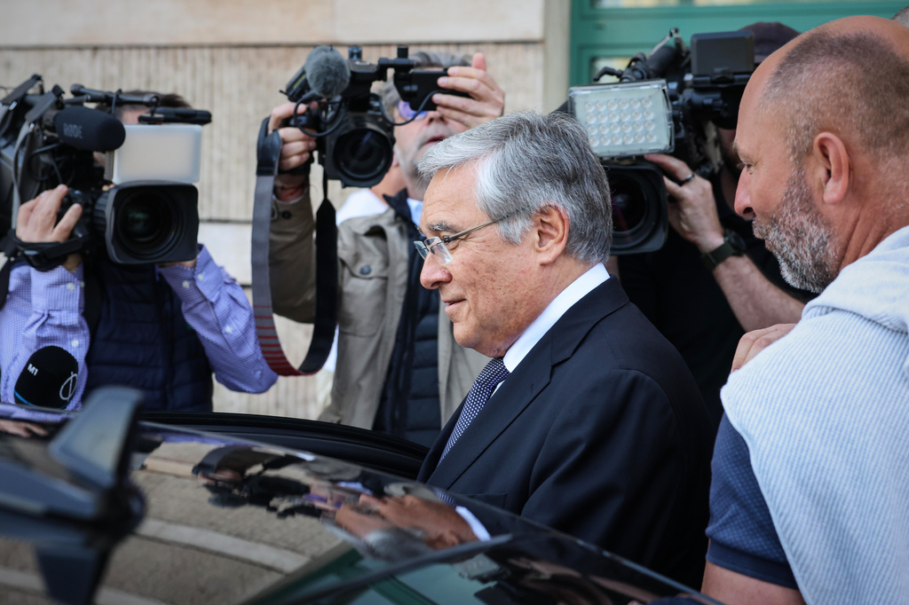 Russia's ambassador to Hungary, Evgeny Stanislavov, is surrounded by media as he leaves the Hungarian Foreign Ministry building after being summoned by Foreign Minister Anita Orban over a massive drone attack near Hungary's border with Ukraine, in Budapest, Thursday, May 14, 2026. (AP Photo)