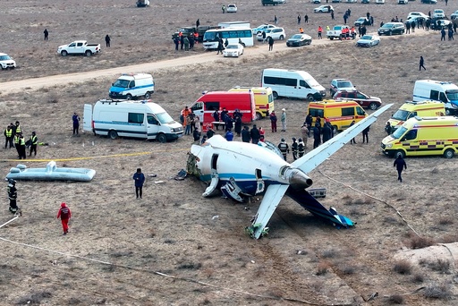 FILE - The wreckage of an Azerbaijan Airlines jet lies on the ground near the airport in Aktau, Kazakhstan, where it crashed on Dec. 25, 2024. (AP Photo/Azamat Sarsenbayev, File) FILE - The wreckage of an Azerbaijan Airlines jet lies on the ground near the airport in Aktau, Kazakhstan, where it crashed on Dec. 25, 2024. (AP Photo/Azamat Sarsenbayev, File)
