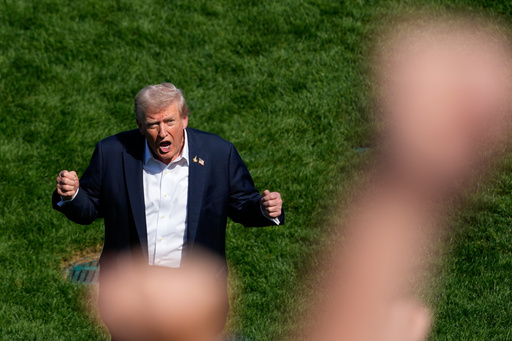 President Donald Trump addresses the crowd as he attends the Ryder Cup golf tournament, Friday, Sept. 26, 2025, on the Bethpage Black golf course in Farmingdale, N.Y. (AP Photo/Alex Brandon) President Donald Trump addresses the crowd as he attends the Ryder Cup golf tournament, Friday, Sept. 26, 2025, on the Bethpage Black golf course in Farmingdale, N.Y. (AP Photo/Alex Brandon)