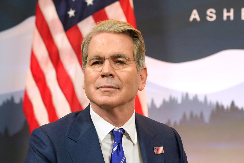 Treasury Secretary Scott Bessent speaks during an interview with The Associated Press in Asheville, N.C., Sunday, Aug. 30, 2026. (AP Photo/Gerald Herbert)