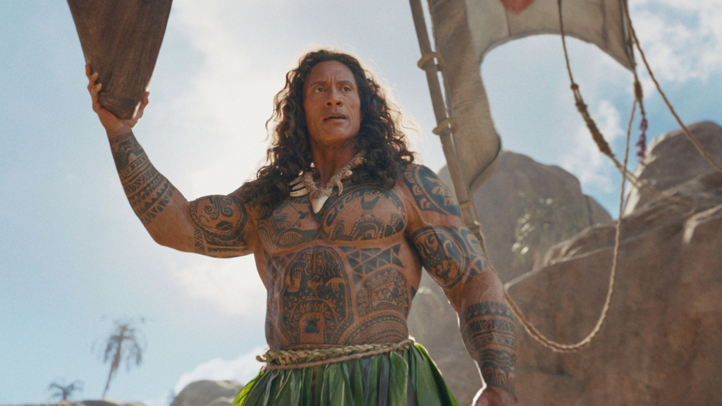 This image released by Disney shows Dwayne Johnson as Maui in a scene from "Moana." (Disney via AP)