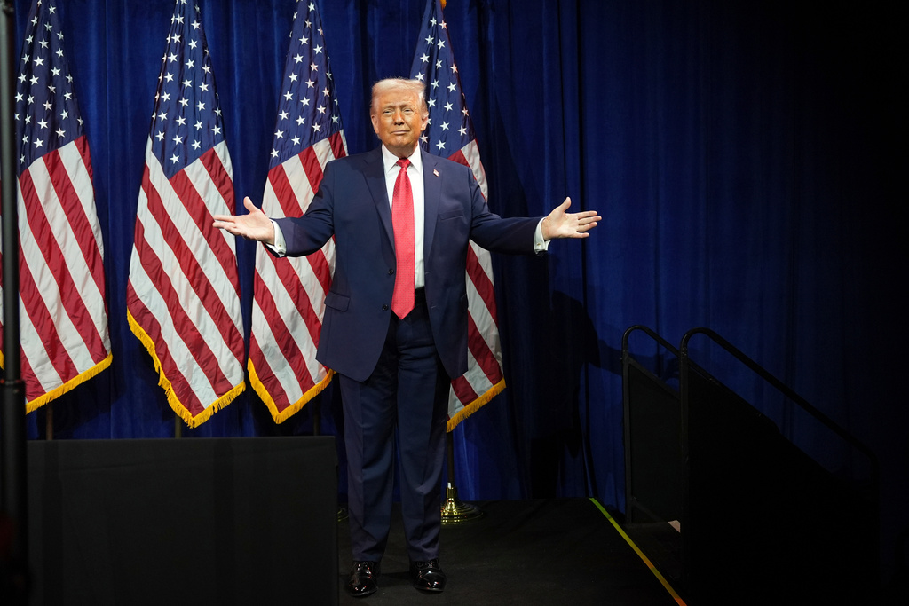 President Donald Trump arrives at an annual policy retreat, Tuesday, Jan. 6, 2026, in Washington. (AP Photo/Evan Vucci)