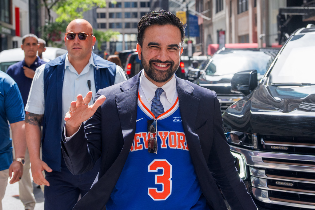New York City Mayor Zohran Mamdani arrives to take part in the National Puerto Rican Day Parade, Sunday, June 14, 2026 in New York. (AP Photo/Adam Gray)