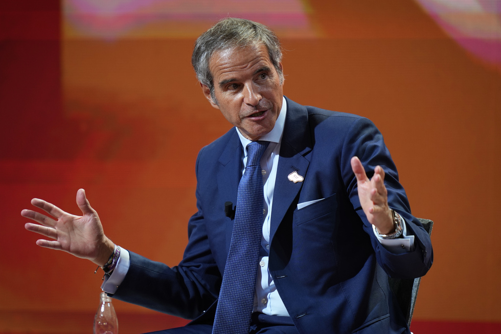 International Atomic Energy Agency (IAEA) Director General Rafael Grossi speaks during the annual Bled Strategic Forum gathering in Bled, Slovenia, Monday, Sept. 1, 2025. (AP Photo/Darko Bandic)