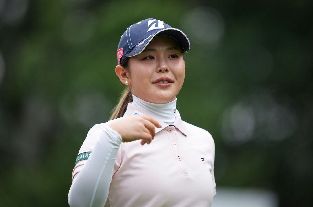 Yuri Yoshida, of Japan, walks from the fourth tee during the third round at the LPGA Canadian Women's Open golf tournament in Edmonton, Alberta, Saturday, Aug. 22, 2026. (Darryl Dyck/The Canadian Press via AP)