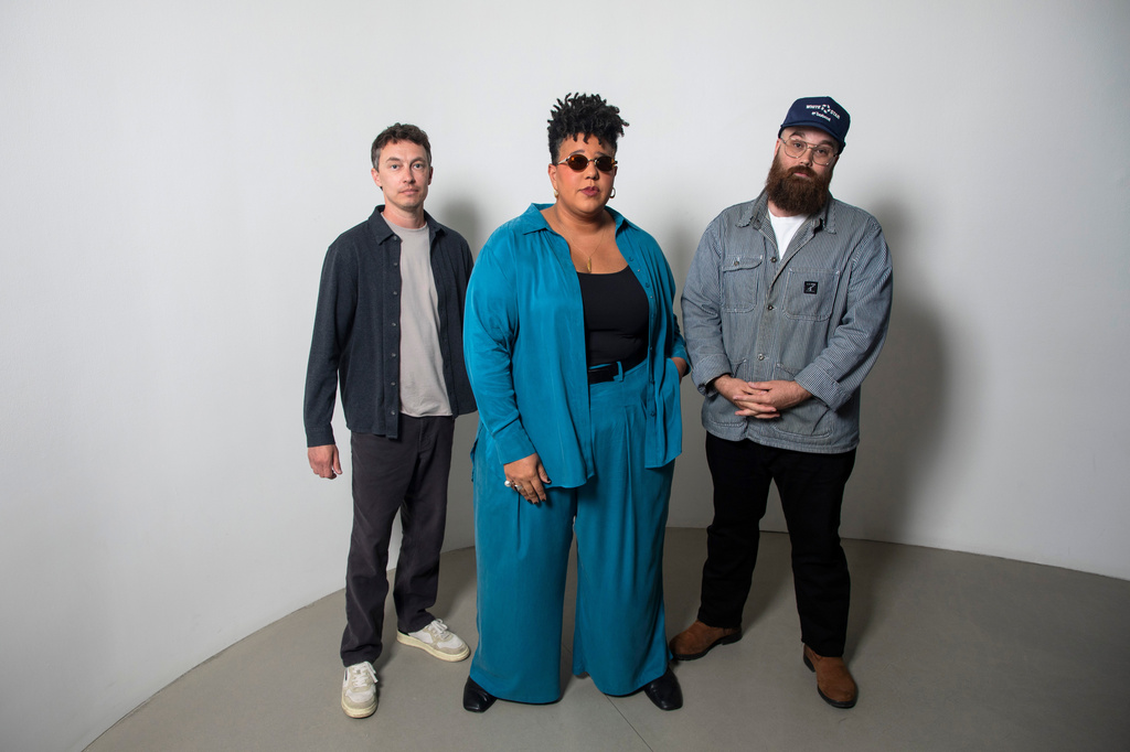 Heath Fogg, from left, Brittany Howard and Zac Cockrell, of the Alabama Shakes, pose for a portrait in New York on Saturday, June 27, 2026. (Photo by Andy Kropa/Invision/AP)