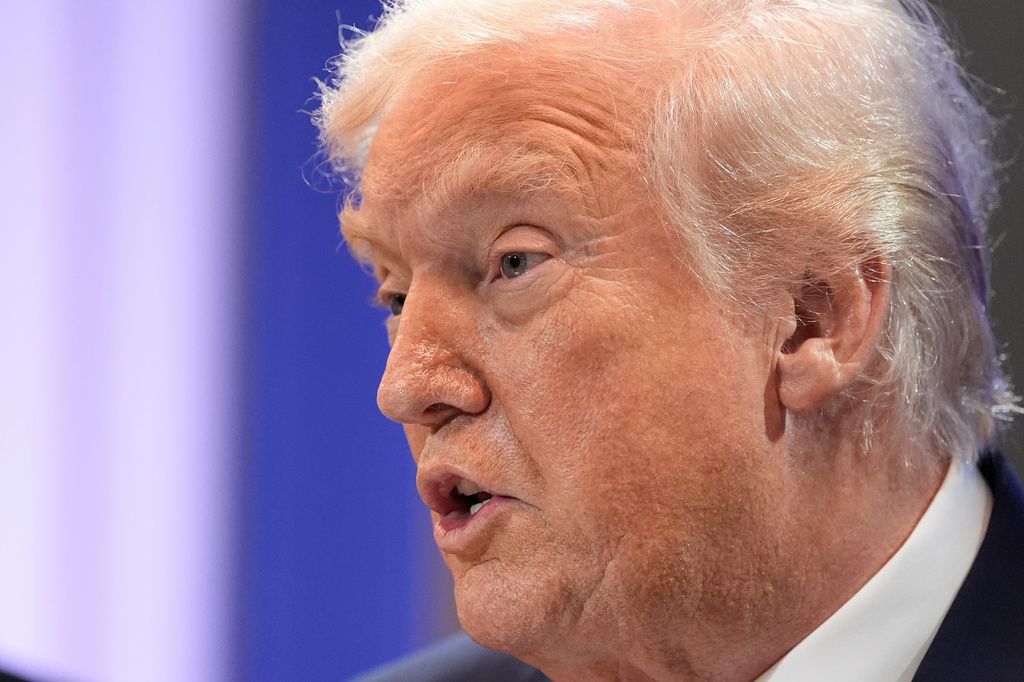 President Donald Trump speaks with reporters in the James Brady Press Briefing Room at the White House, Friday, Feb. 20, 2026, in Washington. (AP Photo/Alex Brandon)