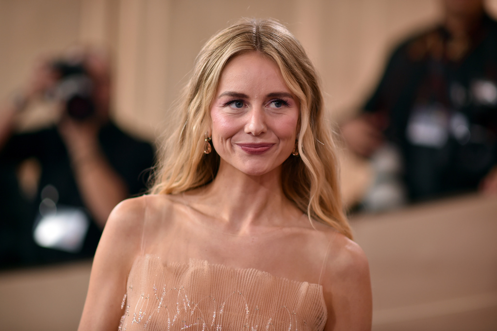 Justine Lupe arrives at the 83rd Golden Globes on Sunday, Jan. 11, 2026, at the Beverly Hilton in Beverly Hills, Calif. (Photo by Richard Shotwell/Invision/AP)