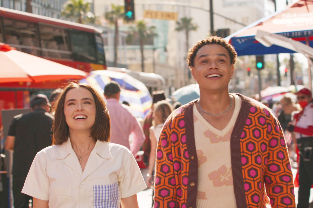 This image released by Sony Pictures Classics shows Zoey Deutch, left, and Miles Gutierrez-Riley in a scene from "Gail Daughtry and the Celebrity Sex Pass." (Sony Pictures Classics via AP)