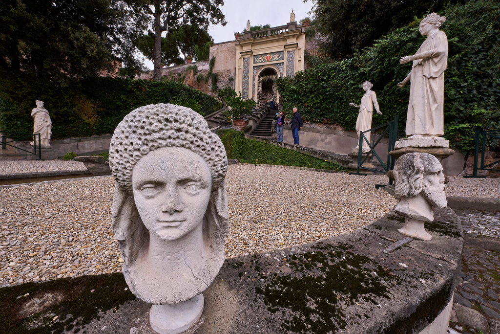 Journalists visit the gardens of Palazzo Colonna, or the Colonna Palace, in Rome during a media tour, Friday, Nov. 7, 2025. (AP Photo/Domenico Stinellis)