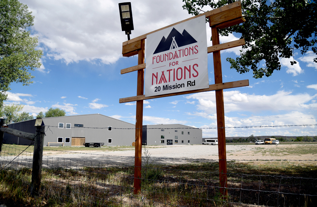 The general view of Foundations for Nations church is seen in Arapahoe, Wyo., on Sunday, Aug. 16, 2026. (AP Photo/Thomas Peipert)