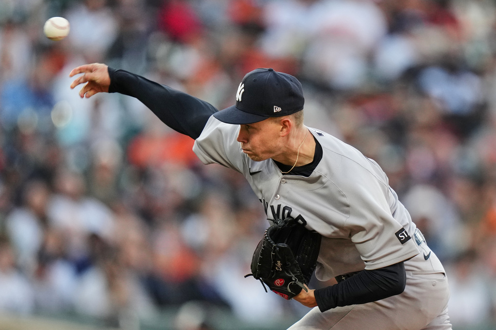 New York Yankees starting pitcher Will Warren delivers during the second inning of a baseball game against the Baltimore Orioles, Tuesday, May 12, 2026, in Baltimore. (AP Photo/Stephanie Scarbrough)