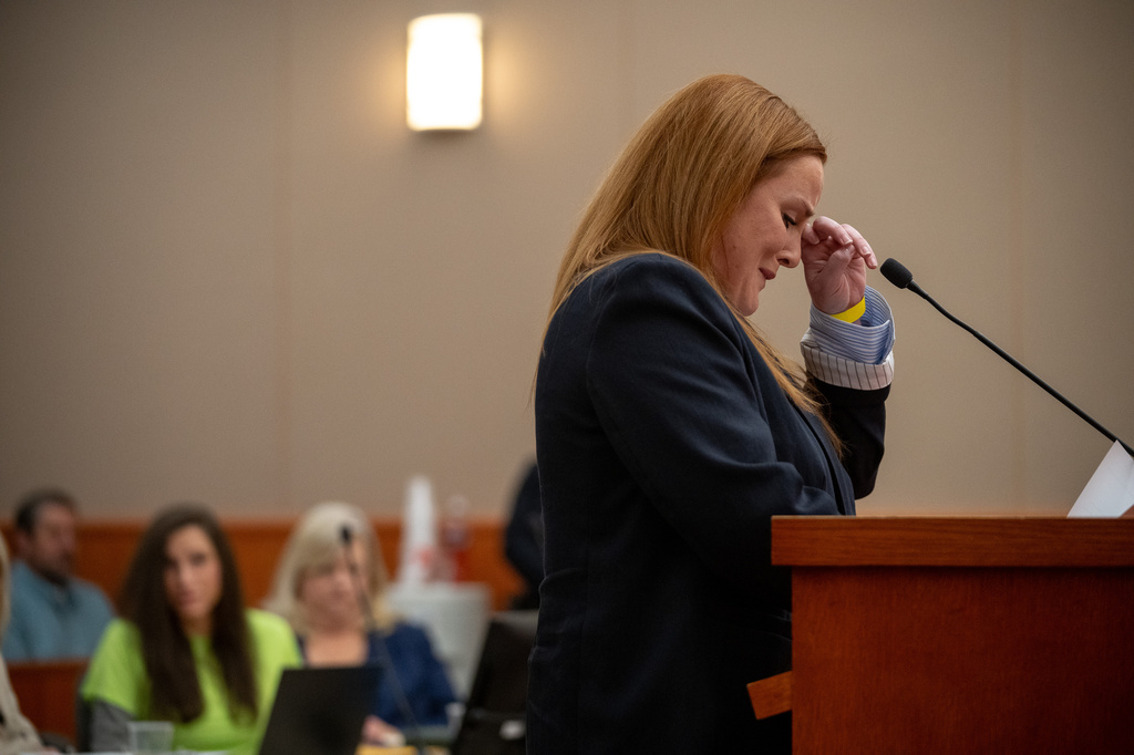 Amy Richins makes an impact statement during the sentencing of Kouri Richins in 3rd District Court in Park City, Utah, Wednesday, May 13, 2026. (Trent Nelson/The Salt Lake Tribune via AP, Pool)