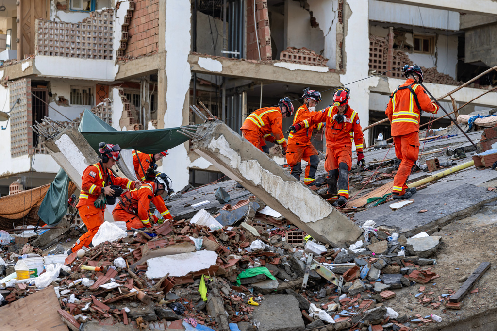 UK ISAR (International Search and Rescue) are pictured in Caraballeda, La Guaira, Venezuela Tuesday, June 30, 2026, following two powerful earthquakes. (Miguel Medina/Pool Photo via AP)