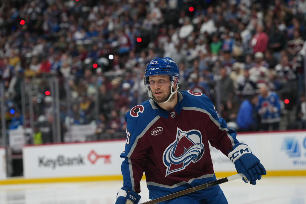 FILE - Colorado Avalanche right wing Logan O'Connor (25) during the second period in Game 2 of the Western Conference finals NHL hockey Stanley Cup playoff series, May 22, 2026, in Denver. (AP Photo/David Zalubowski, File)