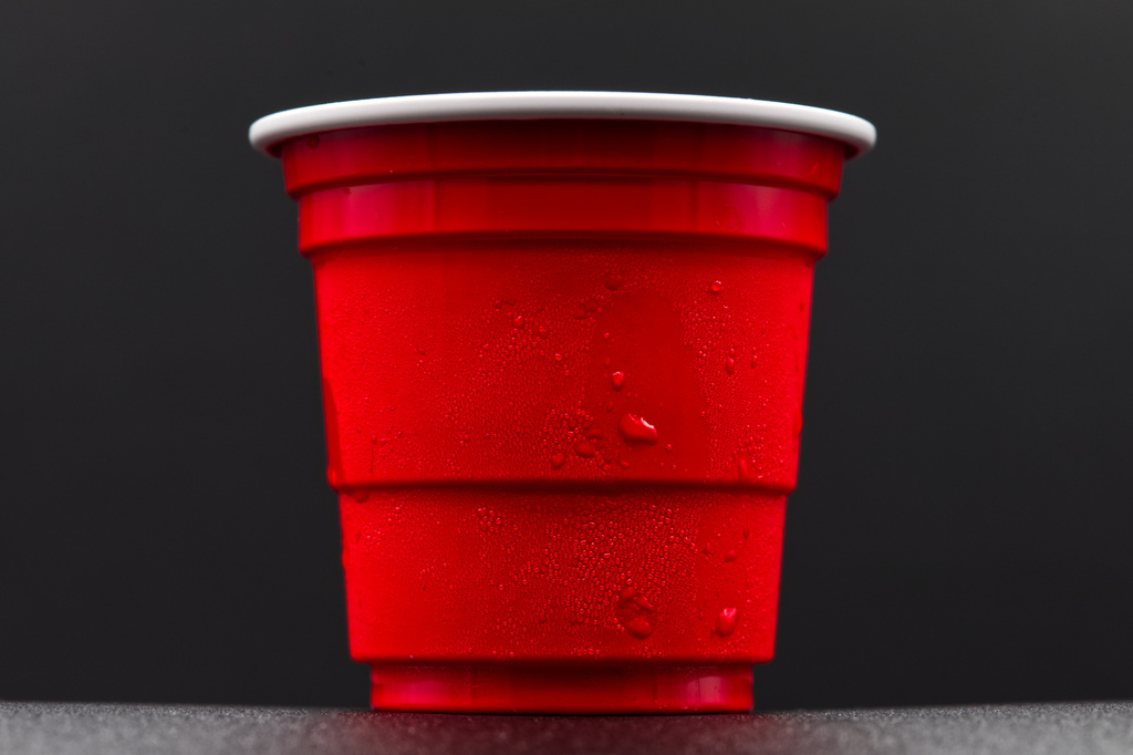 A red plastic cup showing condensation is displayed in Phoenix, Tuesday, Aug. 25, 2026. (AP Photo/Dario Lopez-Mills)