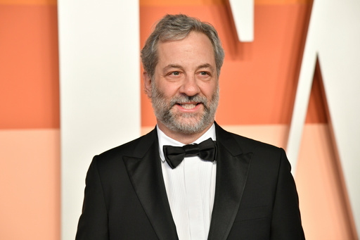 FILE - Judd Apatow arrives at the Vanity Fair Oscar Party on Sunday, March 2, 2025, in Beverly Hills, Calif. (Photo by Evan Agostini/Invision/AP, File) FILE - Judd Apatow arrives at the Vanity Fair Oscar Party on Sunday, March 2, 2025, in Beverly Hills, Calif. (Photo by Evan Agostini/Invision/AP, File)