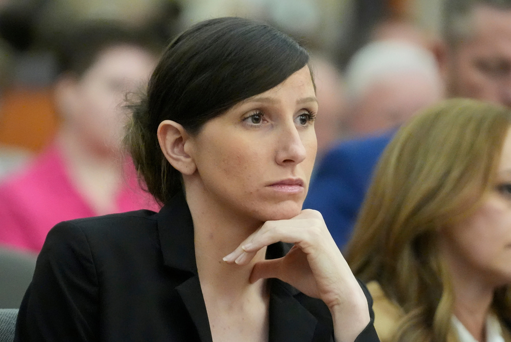 FILE - Kouri Richins, a Utah mother of three who wrote a children's book about coping with grief after her husband's death and was later accused of fatally poisoning him, looks on during a hearing on Aug. 26, 2024, in Park City, Utah. (AP Photo/Rick Bowmer, Pool, File)