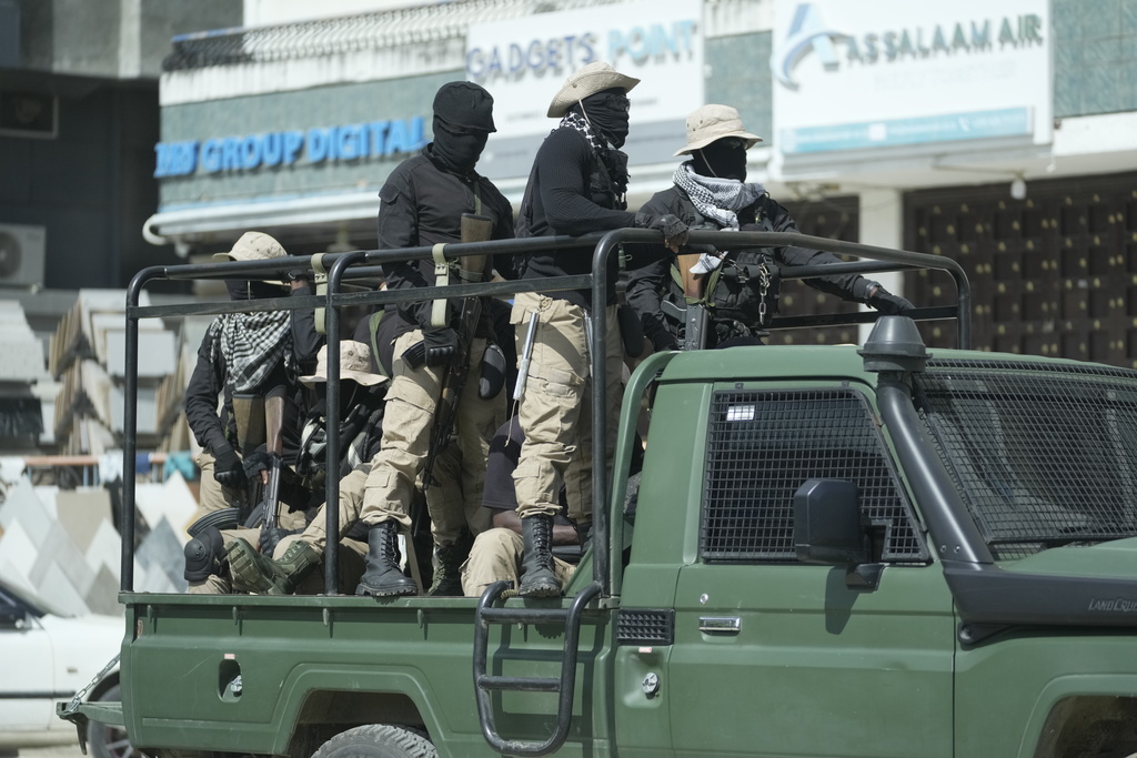 Police patrol the streets on election day in Zanzibar, Tanzania, Thursday, Oct. 30, 2025. (AP Photo)